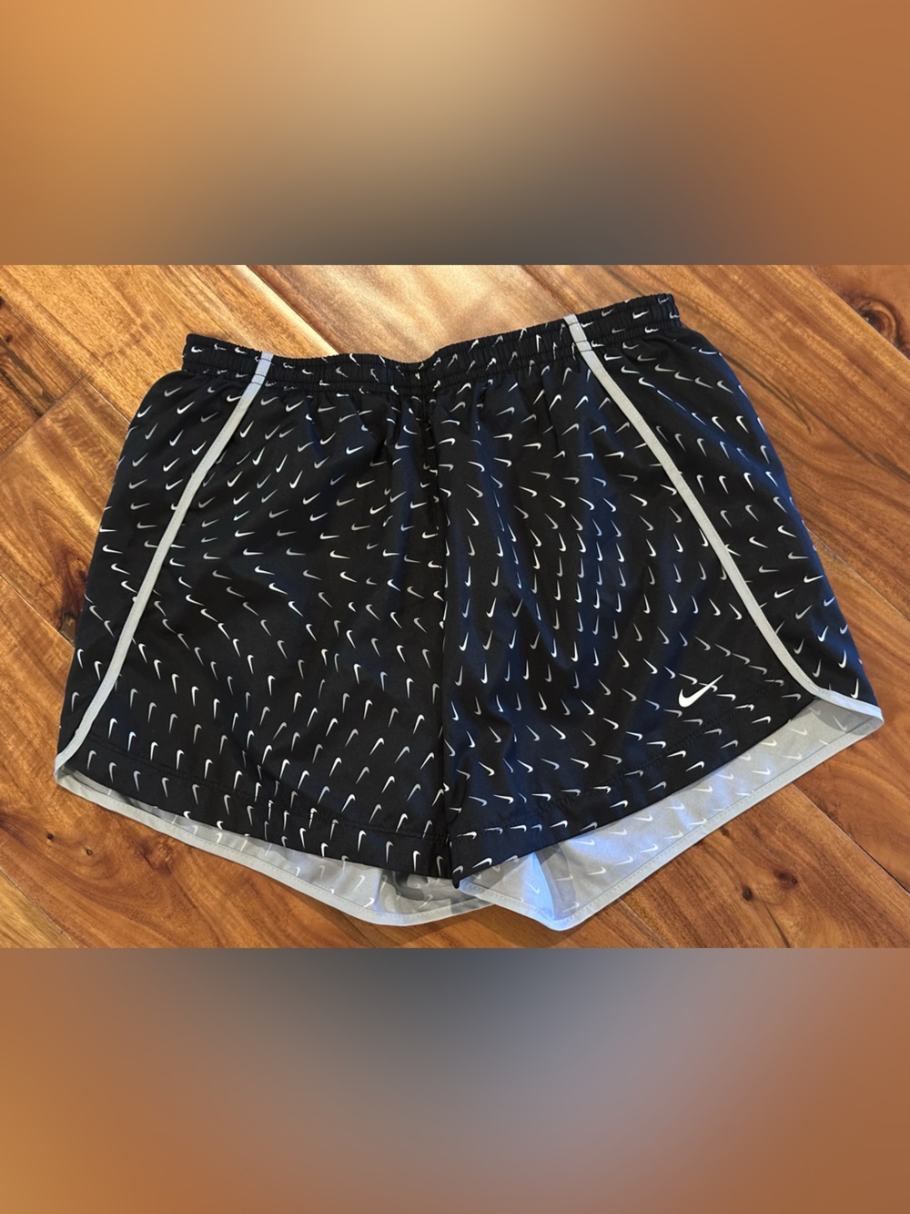 Nike Black Running Shorts with White Swoosh YXL